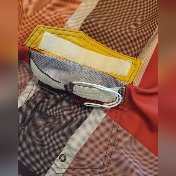 Billabong Board Shorts Mens 36 Swim Trunks Orange Brown Surf Striped Pocket Logo - Picture 2 of 15